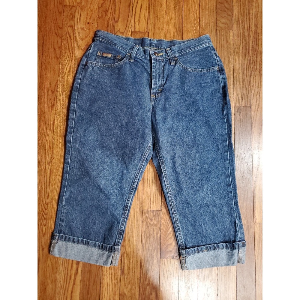 Lee Riders‎ Womens 10P Medium Wash Cuffed Denim Capri Pants 10 PETITE cropped